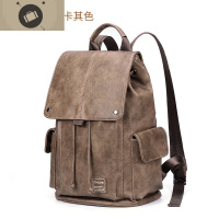 双肩包男士青年学生书包旅行包大容量休闲电脑包韩版潮流背包 艾狄伊娃 经典抽绳款卡其色(收藏加购优先发货)