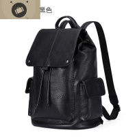 双肩包男士青年学生书包旅行包大容量休闲电脑包韩版潮流背包 艾狄伊娃 经典抽绳款黑色(收藏加购优先发货)
