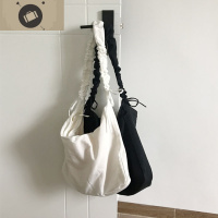 个性褶皱包 ins日韩简约百搭斜挎包帆布单肩学生书包男女 艾狄伊娃女斜挎包