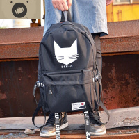 男士背包双肩包韩版时尚潮流旅行包初中高中大学生书包帆布电脑包 艾狄伊娃 b92黑猫+送挂饰常规款45*35*15cm