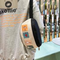 ins超火少女印花胸包文艺帆布包2020新款时尚斜挎包百搭ins单肩包 艾狄伊娃腰包男