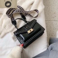 网红宽肩带单肩小方包时尚小包包女包2020新款洋气休闲手提斜挎包 艾狄伊娃女斜挎包