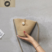 森系编织水桶包包女包新款2020夏天编包跨包韩版百搭单肩斜挎包 艾狄伊娃女斜挎包