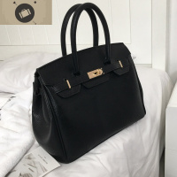 包包女2019新款荔枝纹铂金包时尚手提包红色新娘包单肩斜挎凯莉包 艾狄伊娃手提包