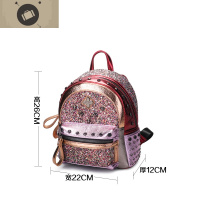 迷你双肩包女2019新款PU铆钉小背包时尚亮片镶钻女士包包 艾狄伊娃