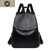 新版真皮女式双肩包女2019新款时尚休闲牛皮软皮纯皮百搭背包女包 艾狄伊娃