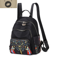 女士旅游双肩包女花布料大容量多口袋背包牛津布防水轻便旅行背包 艾狄伊娃