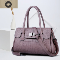 真皮女士斜挎手提包2020新款时尚大气妈妈包中年婆婆女包包母亲 艾狄伊娃手提包