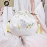 原创中国古风包包刺绣金桂玉兔手机包袋单肩斜挎帆布包汉服荷包女 艾狄伊娃单肩包