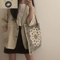 小众pu复古图腾印花设计ins民族风单肩帆布包购物布袋女 艾狄伊娃单肩包