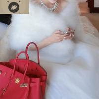 铂金包女2019新款单肩包简约红色新娘包结婚包手提包大包包 艾狄伊娃手提包
