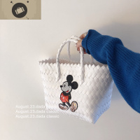 大大家 米奇菜篮子简约编织编包 Ins网红少女手拎包沙滩度假包 艾狄伊娃手提包