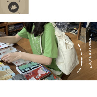 奶兔星球-自制 抽绳斜挎单肩水桶包日系宽肩带帆布包 艾狄伊娃女斜挎包