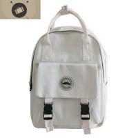 花曦家 简约双肩包女工装风帆布包白色大学生背包女双肩书包 艾狄伊娃