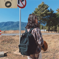 ins日系复古书包女韩版原宿ulzzang高中学生双肩包古着感少女背包 艾狄伊娃