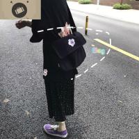 ins日系少女泫雅风可爱小花花单肩斜挎包学生大容量工装帆布包潮 艾狄伊娃单肩包