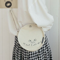 可爱学生小圆包女斜挎包日系简约ins风帆布包单肩手机包 艾狄伊娃单肩包