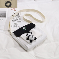 可爱简约女生斜挎包ins单肩帆布韩版百搭学生日系背包熊猫小包包 艾狄伊娃单肩包