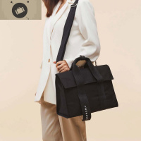 韩国原创帆布手提包女公文包大容量装文件夹电脑包单肩斜挎包书包 艾狄伊娃单肩包