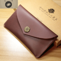 头层牛皮手工长款女士手拿钱包真皮复古钱夹男式简约零钱包手机包 艾狄伊娃手拿包男