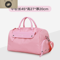 手提短途旅行包女大容量轻便防水斜跨运动健身包女粉色单肩瑜伽包 艾狄伊娃单肩包