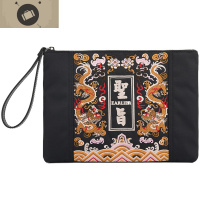 男包包2020新款潮刺绣手包手拿男士手抓包夹包帆布社会个性信封包 艾狄伊娃手拿包男