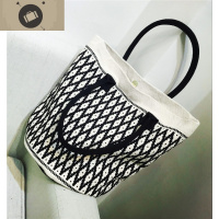 新款西班牙帆布ins休闲购物包女士托特包渔网包单肩手提水桶大包 艾狄伊娃手提包