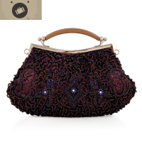 经典女式手提旗袍小包新娘包伴娘包斜挎串珠包晚礼服复古口金女包 艾狄伊娃手提包