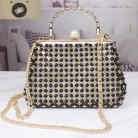 新颖手工串珠多功能女包仿珍珠大号口金手提包女士斜跨单肩包成品 艾狄伊娃手提包