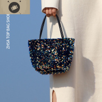 2020新款blingbling亮片包包网红时尚百搭单肩斜跨手提女包托特包 艾狄伊娃手提包