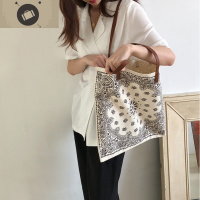 小众pu复古图腾印花设计ins民族风单肩帆布包购物布袋女 艾狄伊娃单肩包