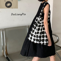 包包2020新款单肩书 波点帆布包女ins学生购物布袋简约大容量手提 艾狄伊娃单肩包