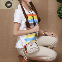 可爱零钱包6寸手机包女斜挎新款百搭云南民族风帆布手拿包小包包 艾狄伊娃女手包