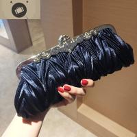 2019新款皱褶丝绸晚宴包手拿包名媛宴会包旗袍礼服包包新娘手包女 艾狄伊娃手提包