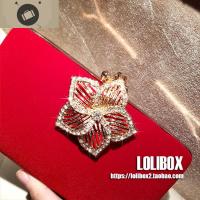 定制 新紫荆花水钻丝绒手拿包斜跨女小包晚宴会礼服派对包 艾狄伊娃手提包