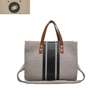 帆布包大包包单肩包女条纹简约方形韩版手提公文包OL职业商务通勤 艾狄伊娃手提包