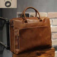 潮牌男包公文包男休闲商务手提包大容量时尚简约单肩男士皮包复古 艾狄伊娃
