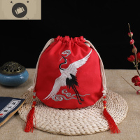 原创云中鹤帆布中国风斜挎包古风绣花手机包仙女荷包汉服百搭 艾狄伊娃女斜挎包