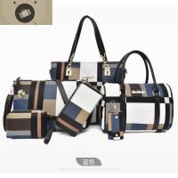 新款女包时尚子母六件套包撞色格子水桶型韩版单肩手提包 艾狄伊娃手提包