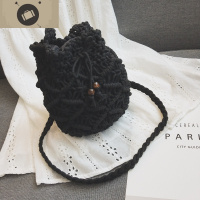 编织包包女包新款2020潮麻绳镂空水桶包休闲百搭编包单肩斜挎包 艾狄伊娃女斜挎包