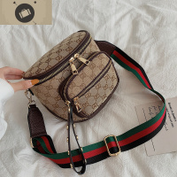 包包女包2020新款欧美时尚腰包帆布印花单肩包网红款宽彩带单肩包 艾狄伊娃单肩包