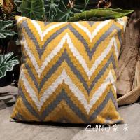 Sleepy Bear 几何纹样刺绣花美式沙发汽车靠垫套大号50*50刺绣沙发样板房抱枕