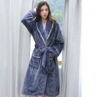 Sleepy Bear 睡袍情侣睡衣女秋冬季加厚法兰绒长袖浴袍男家居服浴衣加大加长款