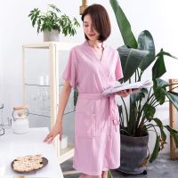 Sleepy Bear 夏季短袖睡袍女大码新款情侣睡衣春秋家居服纯色酒店浴袍男士长款