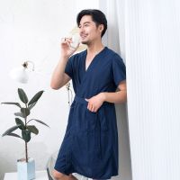 Sleepy Bear 短袖睡衣女夏睡袍浴袍男夏季宽松韩版清新薄款夏天居家服情侣款
