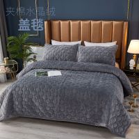 Sleepy Bear 冬季水晶绒床单花边保暖盖毯ab版纯色床盖加厚榻榻米双人防滑毯子
