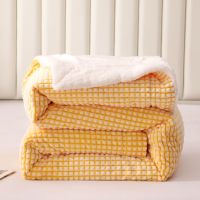 Sleepy Bear 法兰绒抽条双层加厚毯子冬季儿童单人办公室盖腿午睡羊羔绒小毛毯