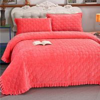 Sleepy Bear 冬季水晶绒花边床单双面床盖夹棉毛毯单双人被子床毯子法兰绒床单