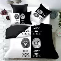 Sleepy Bear 个性四件套情侣2.0床上用品黑白色双人床单被套韩版简约美式4件套