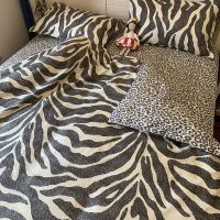 Sleepy Bear ins风斑马纹被套四件套豹纹床上用品单人学生宿舍床单三件套